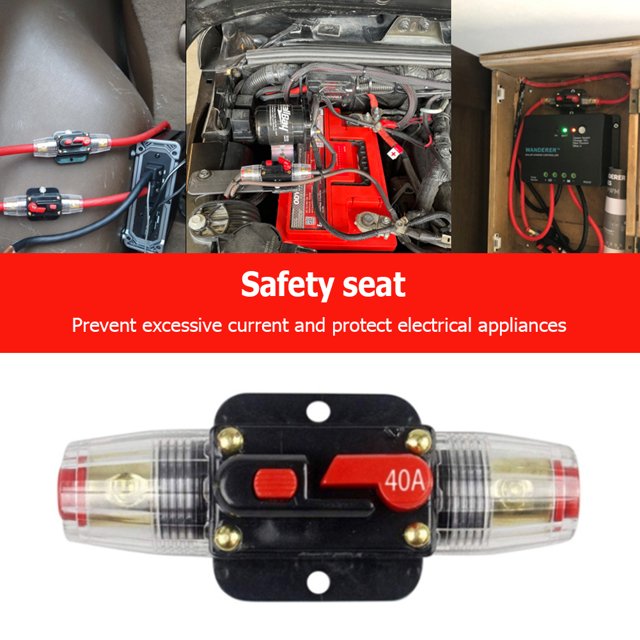 Disyuntor de 40Arestablecimiento automático12-42Vsoporte para fusible de barco marino para coche Ehuebsd Accesorios para autos y motos