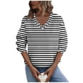 thumbnail image 2 of Women's Daily Print V Neck Regular Sleeve Casual Winter Fleece Sweatshirt Top, 2 of 6