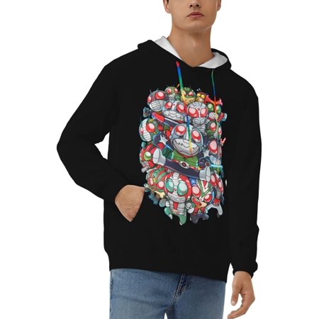 Kamen Anime Rider Hoodie Sweatshirt Men'S Novelty Long Sleeve Sweatshirt Custom Pattern Pocket Pullover Hoodies Small
