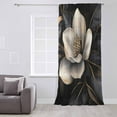 thumbnail image 3 of Black Gold Flower Semi Sheer Curtains Drapes for Living Room, Bedroom, French Doors Window 63 Inches Long, Gradient Luxurious Floral Botanical Rod Pocket Chiffon Curtain Drapery Voile Drape Panel, 3 of 6