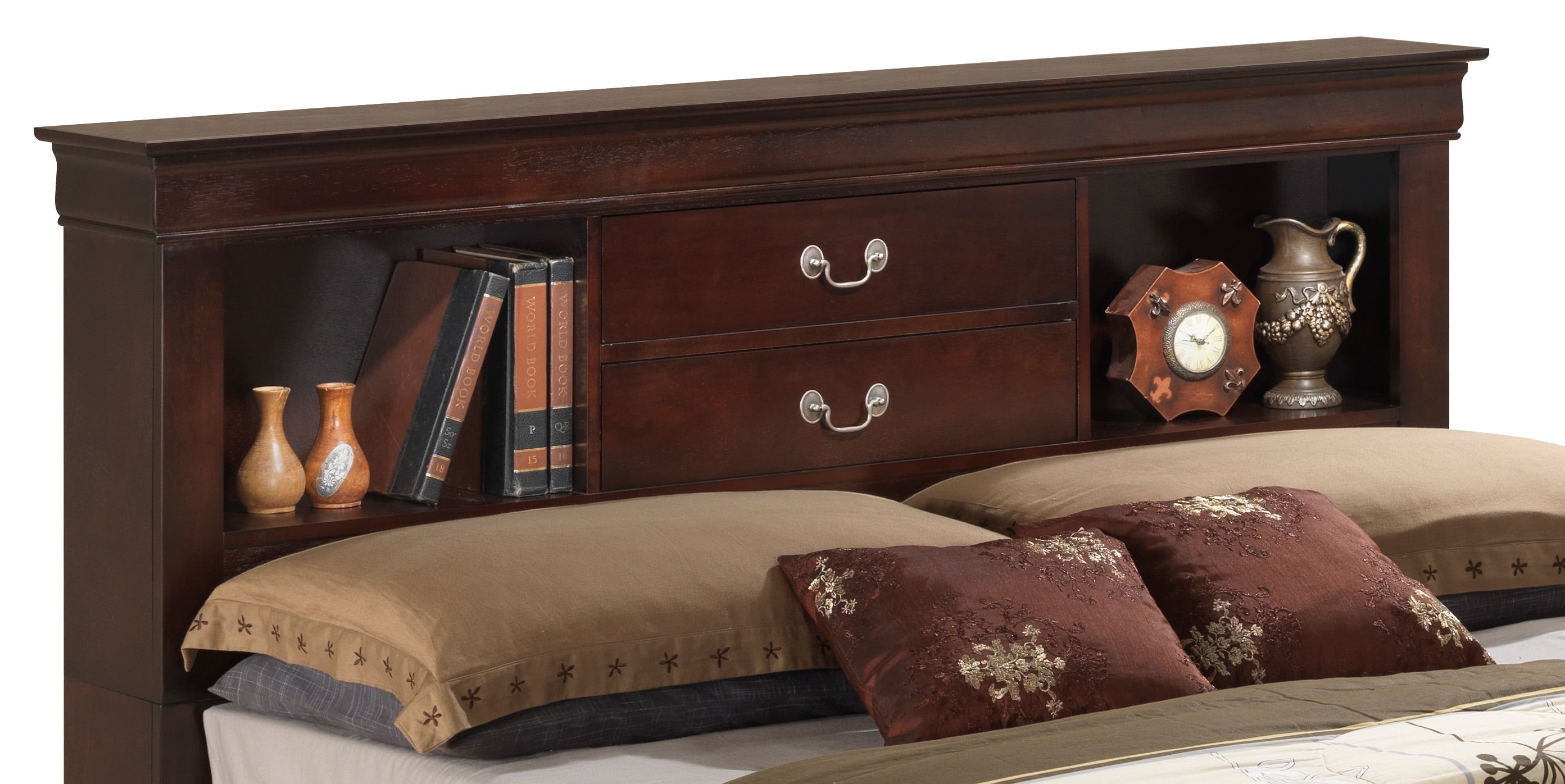 Glory Furniture Louis Phillipe Queen Storage Bed in Cappuccino Color