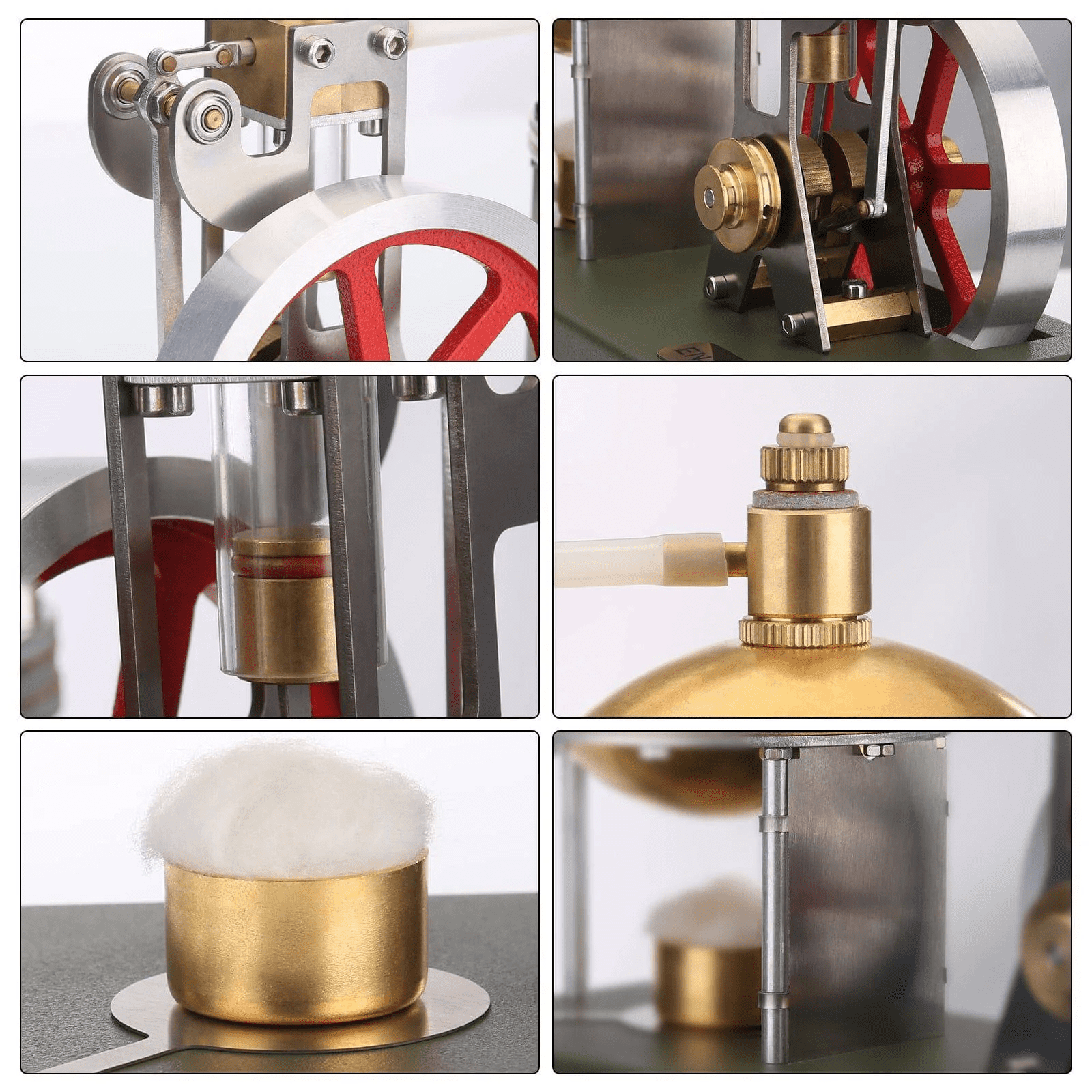 DIY Retro Steam Engine Model Kit, Vertical Steam Engine with Spherical Boiler, Metal Engine Model Kit for Adults to Build, Perfect Educational Gift for Technology Enthusiasts（with streetlight）