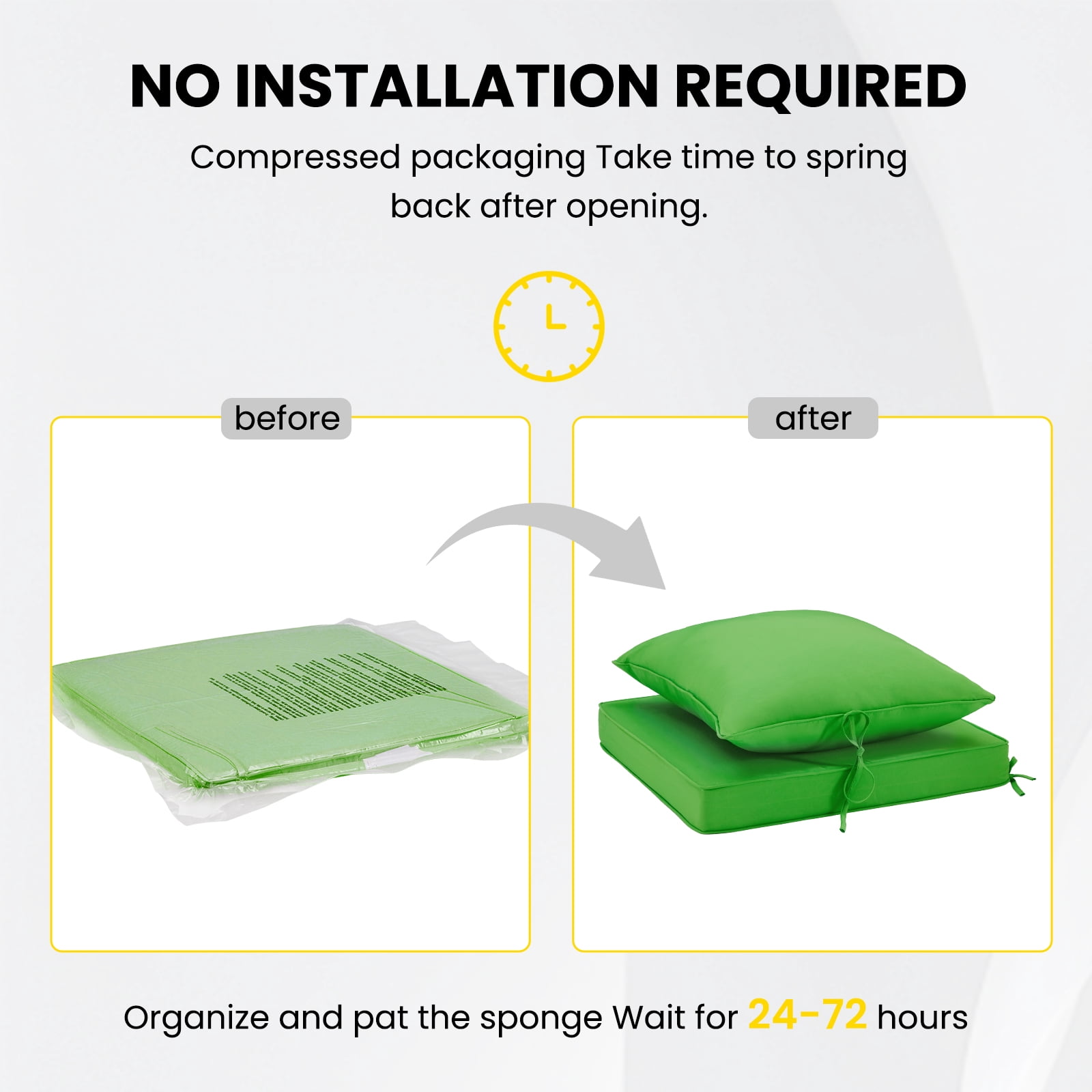 STARY Outdoor Deep Seat Cushions for Patio Furniture, 24"x24" Replacement Sectional Cushions for Outdoor Sofa, Armchair, 4 Pieces, Green