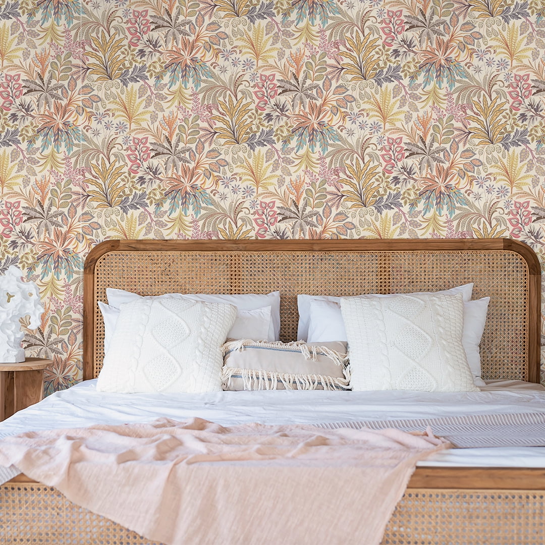 Tempaper Crafted Floral Neutral Peel and Stick Wallpaper, 20.5" x 16.5'