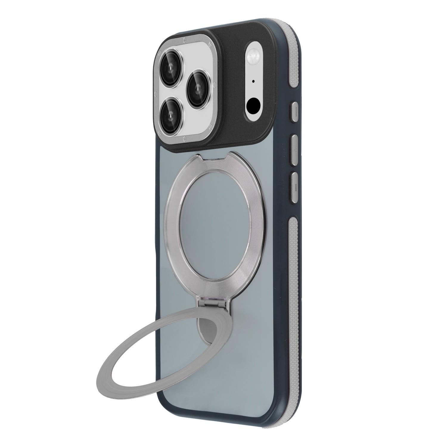 Anti-Fingerprint Matte Transparent Case with Kickstand for iPhone 17 Pro Max - Grey