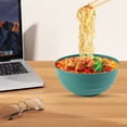 thumbnail image 5 of 1pc Green Plastic Striped Rice Bowl 20cm, 700ml Food-Grade PP Plastic Noodle & Soup Bowl, Microwave & Dishwasher Safe, Durable Household Dining Bowl for Students & Families, 5 of 7