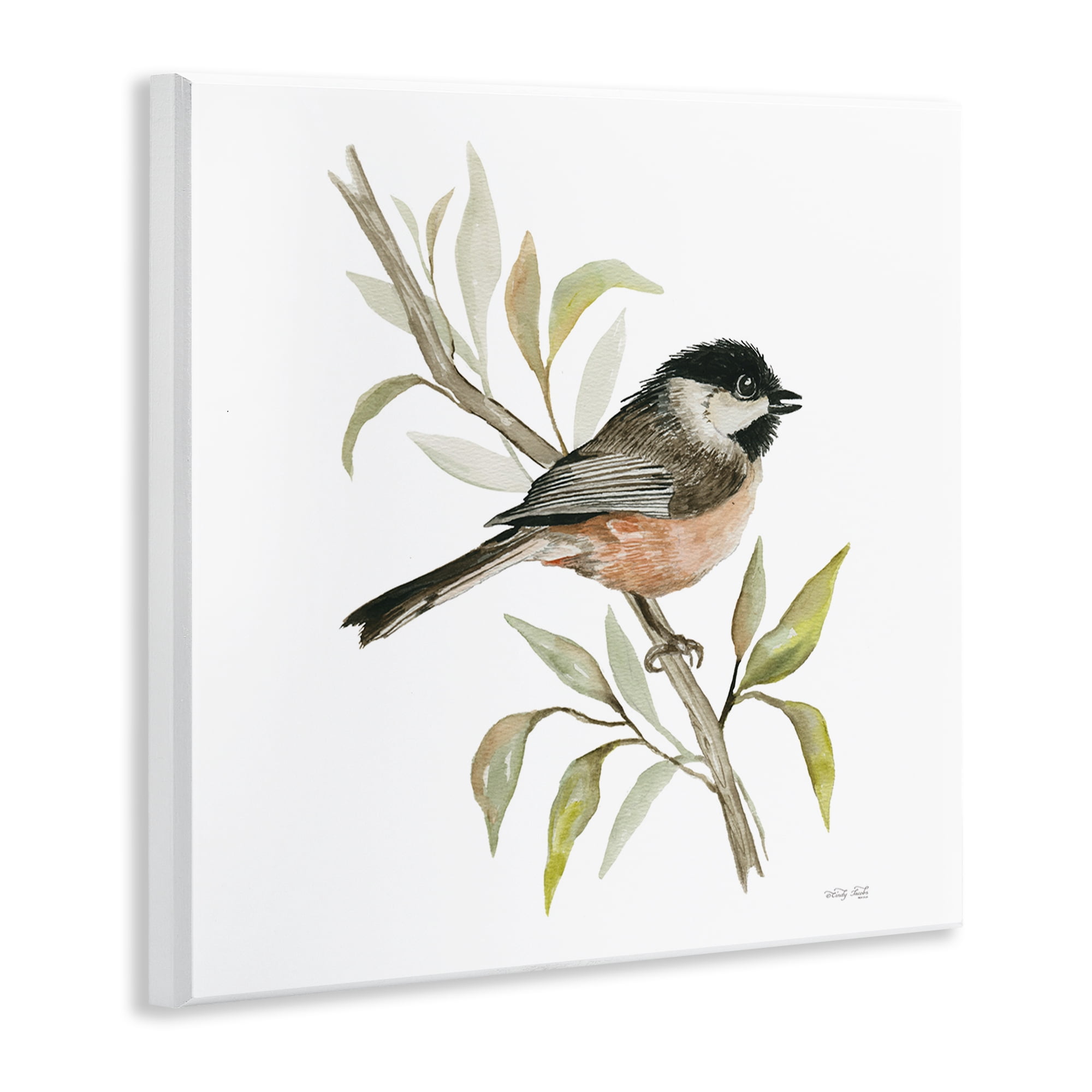 Stupell Industries Sparrow on Branch Animals & Insects Painting Unframed Art Print Wall Art, 12 x 12