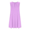 thumbnail image 6 of Ulitacool Girls' Dresses Summer Sleeveless Sundress Crewneck Solid Color Gown Fashion Clothes 13-14 Years Purple, 6 of 7
