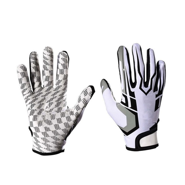 Guantes de rugby de fútbol americano antideslizantes, guantes deportivos transpirables de dedos completos para béisbol M