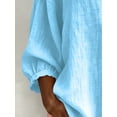 thumbnail image 5 of Only Moment Lightweight Soft Casual Shirts for Women 3/4 Sleeve Square Neck Jute Spring Summer Shirts Beach Vacation Clothes Sky Blue,M, 5 of 9