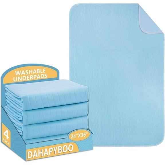 Washable Underpads, 24”x36” 4 Pack Incontinence Bed Pads,Heavy Absorbency Reusable Bed Pads for Elderly,Kids,Adults and Pets,Bed Pads Washable Waterproof Quick Drying for Bed, Sofa, Floor