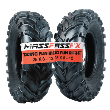 MASSFX 25x8-12 Front Tires for ATV, UTV, & SxS-6-Ply w/ 1/2" Tread Depth (2-pk)