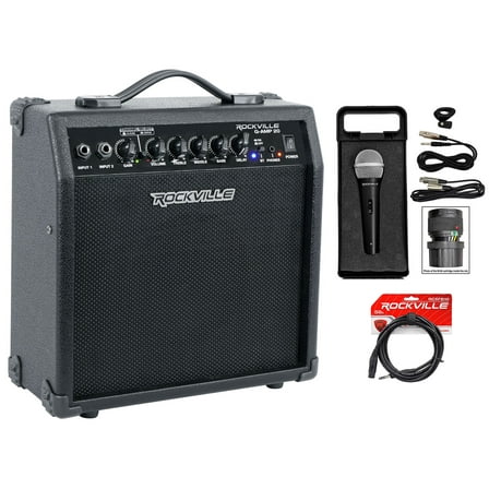 Rockville G-AMP 20 Watt Guitar Amplifier Combo Amp Bluetooth/Delay   Microphone
