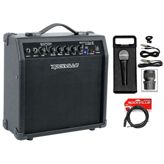 Rockville G-AMP 20 Watt Guitar Amplifier Combo Amp Bluetooth/Delay   Microphone