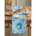 thumbnail image 3 of Summer Marine Life Table Runner, Cartoon Shark Watercolor Blue Starfish Corals Cotton Linen Kitchen Table Decoration Washable Dining Tabletop Runners for Home Party Decor 13x90 Inches, 3 of 9