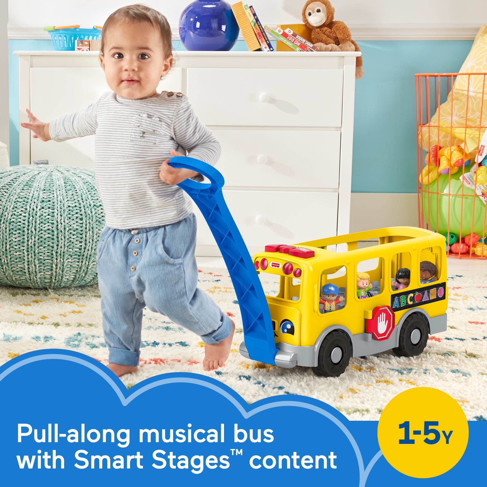 FisherPrice Little People Big Yellow School Bus, Musical Learning Toy for Kids 15 Years  (图3)