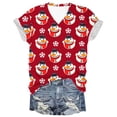 thumbnail image 2 of Fiudx Liquidación de Ofertas Flash Top de Manga Corta con Cuello En V y Estampado Navideño para Mujer, 2 of 3
