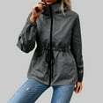 thumbnail image 3 of Fiaer,Oversized Full Zip Hooded Jackets for Women,Women's Drawstring Loose Fit Windproof Tops,Ladies Long Sleeve Lightweight Outerwear with Pockets Grey S, 3 of 9