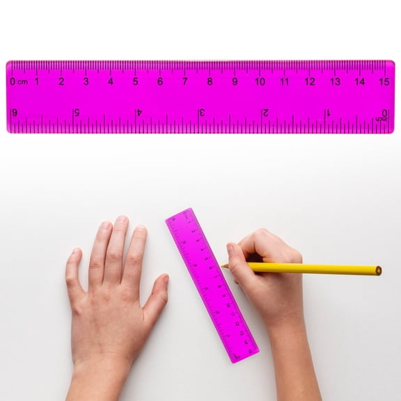 6 Inch Transparent Plastic Ruler, Colorful Metric Inch Measuring Tool with CM MM Scale for Office Art Drawing Supplies,Color selected at random