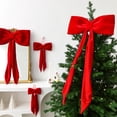 thumbnail image 1 of Adorno colgante de árbol de terciopelo de Navidad | Decoración de colgante con lazo de poliéster rojo | 28x12cm, 30x60cm, 40x60cm | Decoración duradera y festiva para ventanas | Acento navideño, 1 of 6