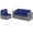 Blue, variant on Gymax Patio Wicker Sectional Furniture 3 PCS Piece Outdoor Couch Set for Garden Gray