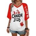 thumbnail image 3 of Soccer Cup 2026 Jersey CANADA Soccer for Women with Colombia Flag Color Block and V Neck Short Sleeves Featuring Breathable Fabric for Game Day Parties Tailgating Events Red S, 3 of 6