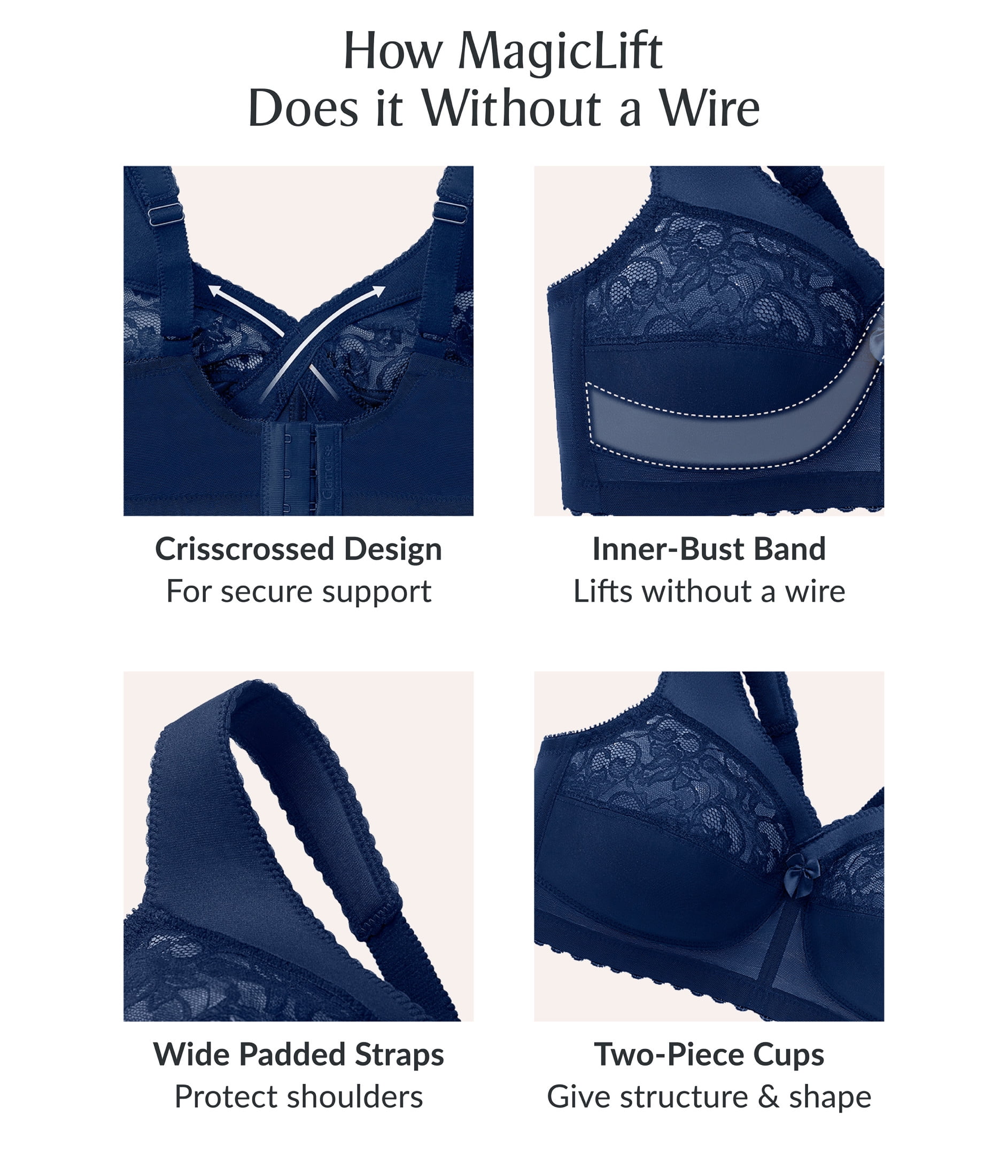 Glamorise MagicLift Original Support Wirefree Bra 1000 (Women's & Women's Plus)
