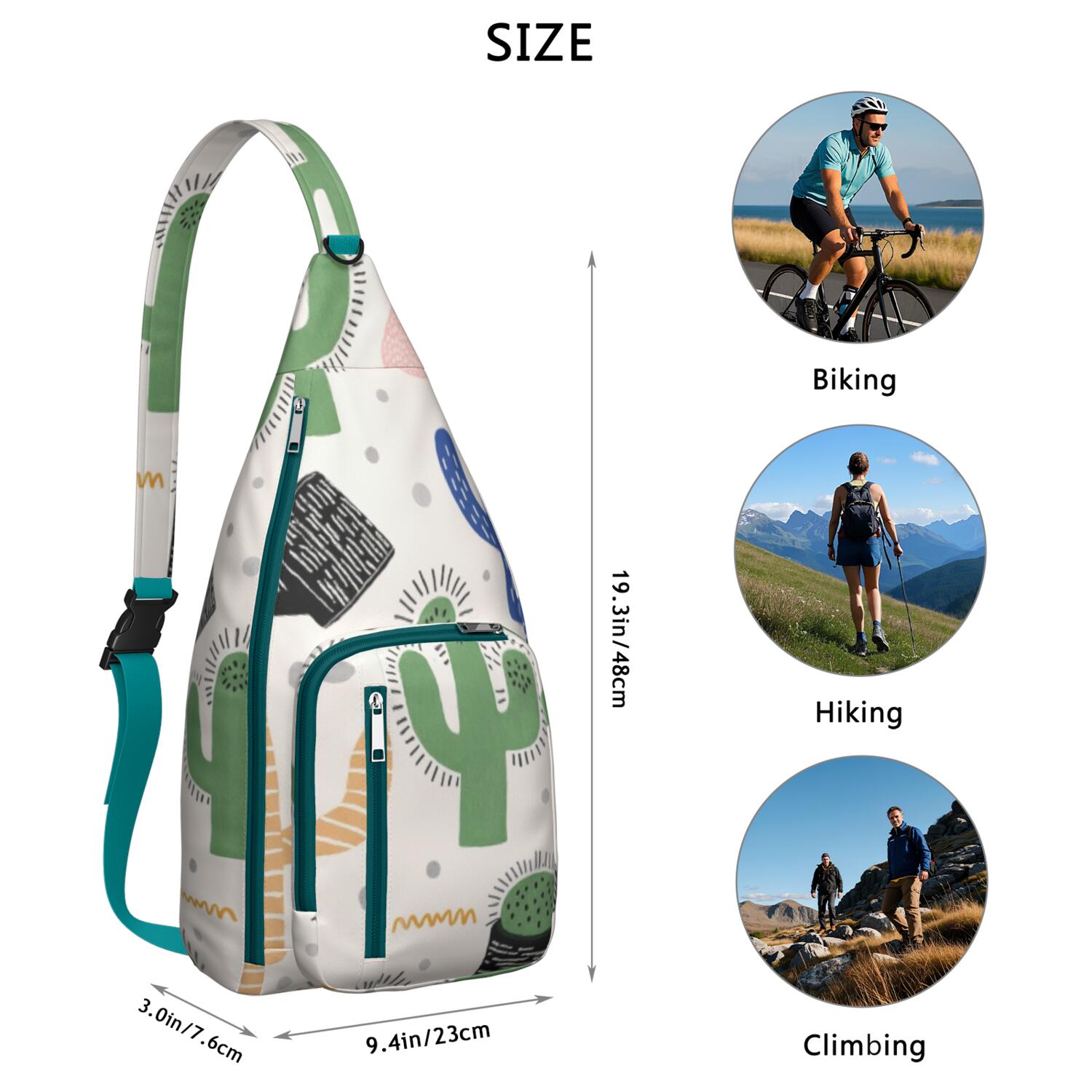 Cactus Sling Bag Crossbody Backpack,Sling Backpack Trendy Sling Backpack for Women/Men for Cycling Mountain Climbing