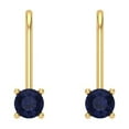 thumbnail image 3 of 14K Solid Gold Lever Back Stud Earrings for Women | 0.5 cttw Round Cut Simulated Blue Sapphire | Yellow Gold, 3 of 5