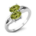 thumbnail image 2 of 6X4mm Oval Peridot 925 Sterling Silver Dual Stone Bypass Women Valentines Day Gifts Ring, 2 of 3