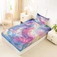thumbnail image 4 of Metsweet Dreamy Princess Unicorn Twin Sheets 3pcs, Watercolor Rainbow Bedding, Blue Pink,1 Fitted Sheet, 1 Flat Sheet and 1 Pillowcase, 4 of 5