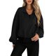 thumbnail image 2 of Chaqueta de Béisbol Holgada Informal con Cuello Alto, Cremallera y Dobladillo con Cordón Ajustable para Mujer. Negro M, 2 of 9