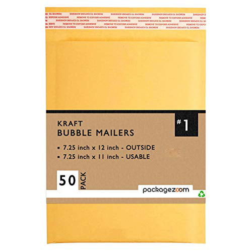 100 Bags #1 7.25"X12" KRAFT Bubble Mailer Padded Envelope Interior 7.25"X11" 