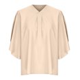 thumbnail image 6 of Usmixi Cute Tops for Women Elbow-Length V-Neck Solid T shirts Summer Casual Lightweight Loose Fit Comfy Chiffon Blouse Beige M Clothes, 6 of 6