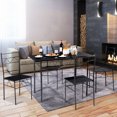 thumbnail image 4 of Costway 5 Piece Dining Table Set 4 Chairs Wood Metal Kitchen Breakfast Furniture Black, 4 of 10