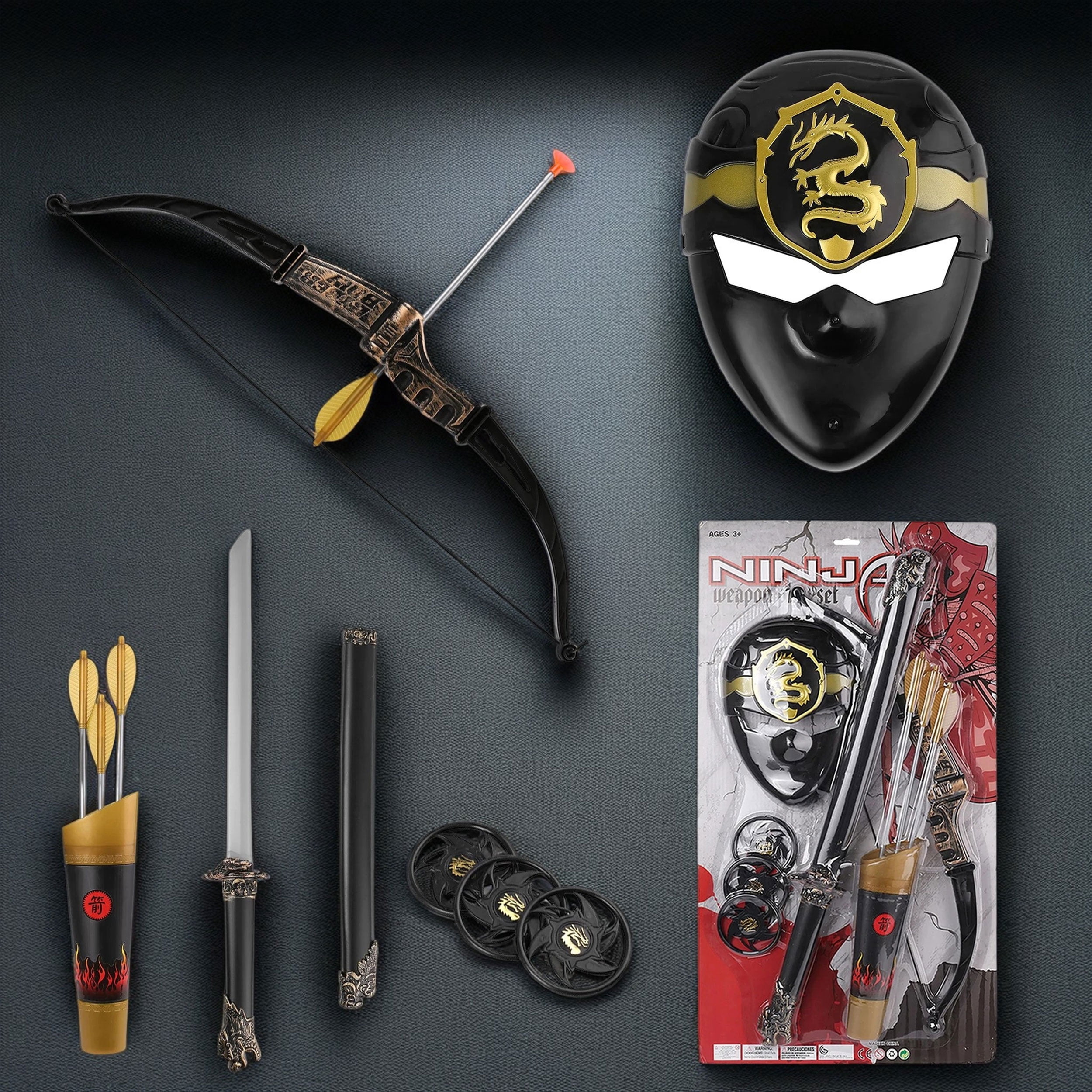 Warrior Ninja Kids Pretend Role Play Toy Costume Include Arrow