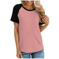 thumbnail image 2 of Loopsun Plus Size Womens Tops, T Shirts for Women, Women's Fashion Round Neck Short Sleeve Casual T-Shirt Top Pink XXL, 2 of 5