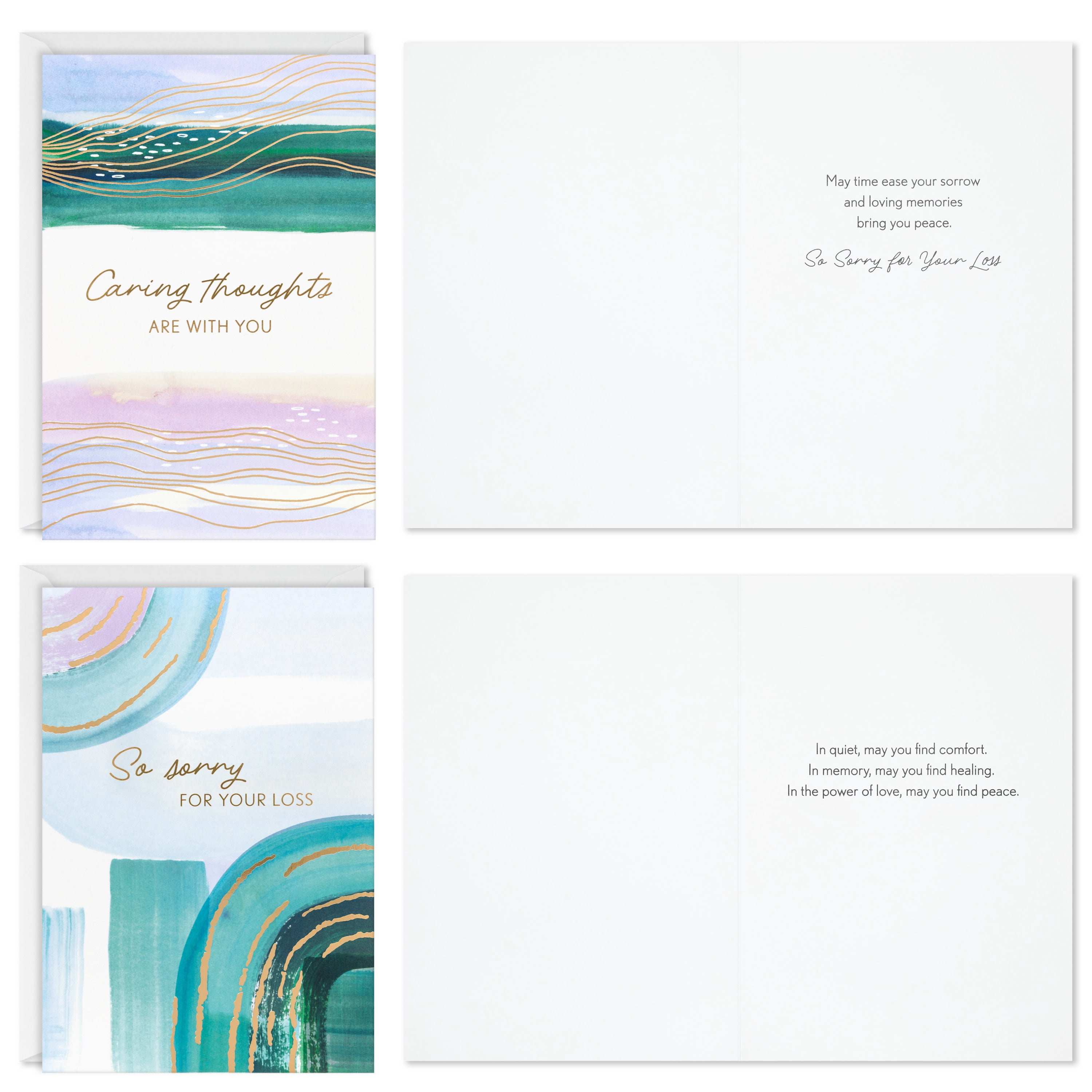 Hallmark Assorted Sympathy Cards (Soothing Brushstroke Pastels), Pack of 12