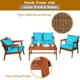 thumbnail image 5 of Costway 8PCS Patio Rattan Furniture Set Acacia Wood Frame Cushioned Sofa Chair Turquoise, 5 of 10