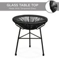 thumbnail image 6 of Best Choice Products 3-Piece All-Weather Patio Acapulco Bistro Furniture Set w/ Rope, Glass Top Table - Black, 6 of 8