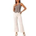 thumbnail image 2 of Chaleco Inspire Chic para la moda femenina sin mangas, con botones, escote en V, top corto de verano, chalecos S en gris oscuro, 2 of 5