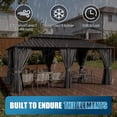 thumbnail image 4 of Sunmthink 12' x 20' Hardtop Gazebo with Mosquite Netting, Double Metal Roof for Lawn and Garden, Gray, 4 of 9