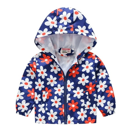 

BIZIZA Toddler Baby Jacket Zip Up Coat Long Sleeve Pockets Hooded Cartoon Print 2-6Y Chlid Tops Blue 130