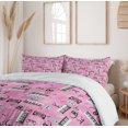 thumbnail image 6 of Ambesonne Pink Duvet Cover Sets, Music Theme Vintage Retro, 2-Queen, Pink, 6 of 7