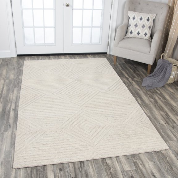 Alora Decor Geneva 8' x 10' Solid Natural/Ivory Hand-Tufted Area Rug