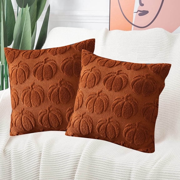 hociret 2-piece set Plush 3D Pumpkin Throw Pillows - Fall/Halloween/Thanksgiving Decor, Cozy Textured Cushions for Couch/Bed, Multiple Autumn Colors
