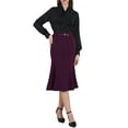 thumbnail image 2 of Falda de cola de pez elegante para mujer Inspire Chic, con cintura alta y cinturón, falda midi de sirena XL en púrpura, 2 of 5