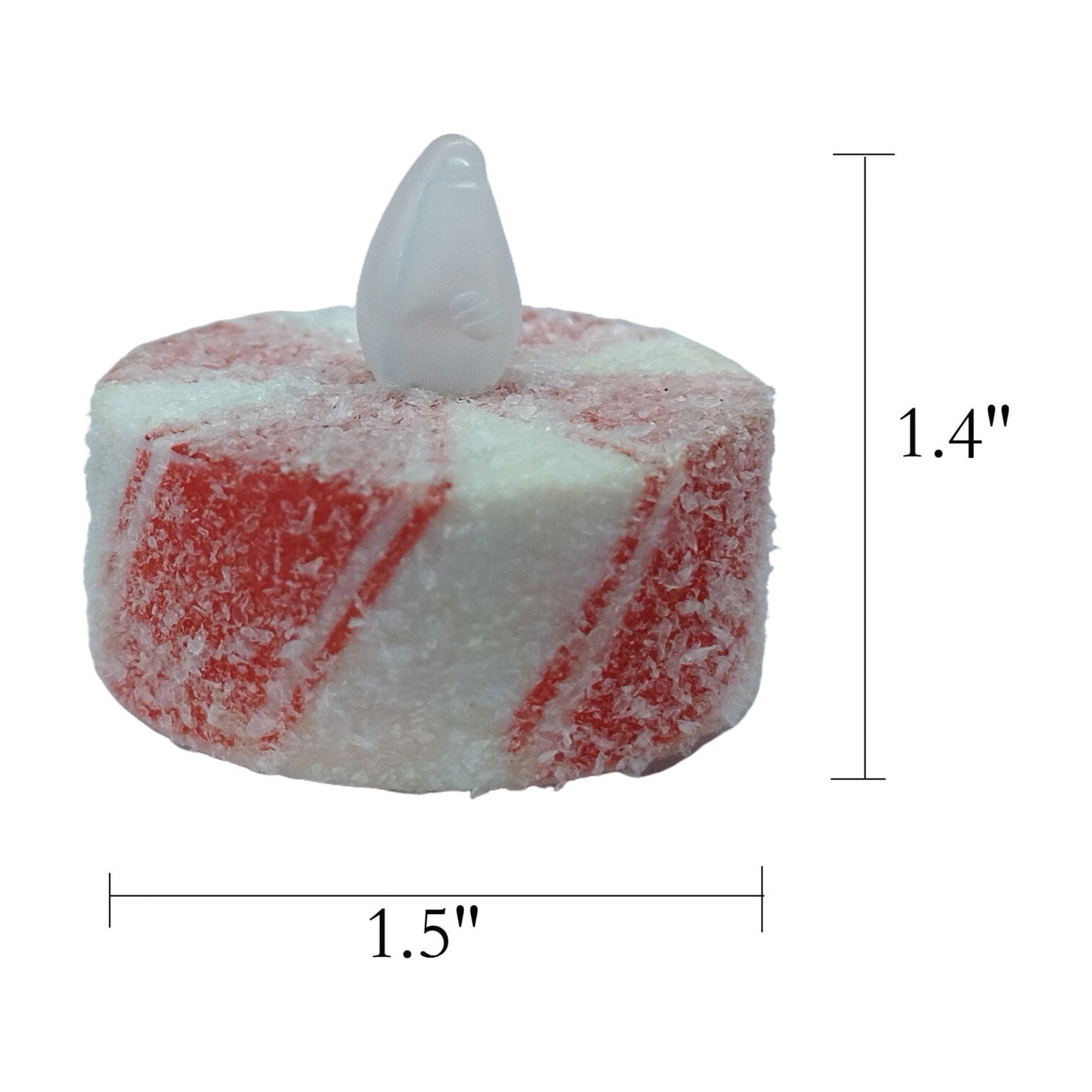 Indoor Battery-Operated LED Plastic Flameless Candy Cane Christmas Tealight Candles, Red and White, 1.5", 6 Count, by Holiday Time