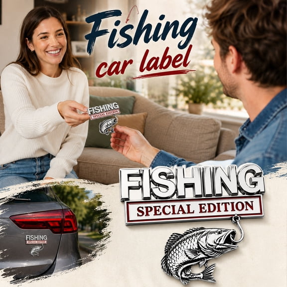 2026 Fishing Special Edition Premium 3D Metal Vehicle Emblem Badge Fish Hook Car Decal Chrome Plated Waterproof Adhesive Truck SUV Boat Trailer Toolbox Camper Angler Gift Decor 1PCS