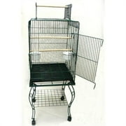 Open Top Parrot Cage with Stand in Black